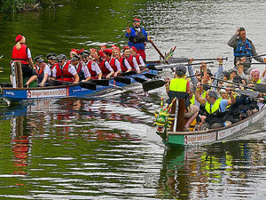 Supporting image for story: Shrewsbury's Dragon Boat Festival: Toucan Army pips reigning champs in photo-finish