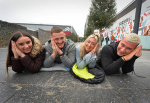 Getting ready for a charity campout, (left-right) Brooke Hastings, Lewis Harper, Nicole Gravatte and Chris Clarke