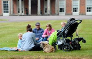 People enjoying the reopening of Weston Park, after lockdown