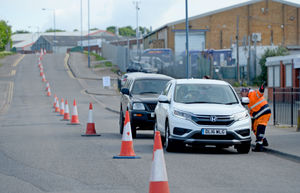 There were surprisingly short queues at Fryers Road Household Recycling Centre, Bloxwich 