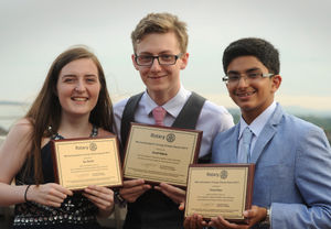 Previous winner Gareth Rafferty, with runners up (left) Amy Nicholas and (right) Darram Kooner