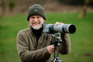  Activities to mark the Big Garden Birdwatch. Taking place here at Shropshire Hills Discovery Centre in Craven Arms. In Picture: David Stafford from Craven Arms with his telescope