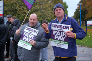 Workers protest outside New Cross. Picture: Nathan Cleary