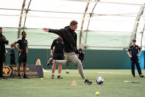 The tennis star re-lived his younger days as an Academy player training at Aldersley!