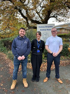 Mike Shuker, Managing Director, and Rob Parry, Commercial Director of Shuker, with Hattie Beardsley, Operations Manager at Headway.