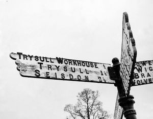 Trysull Workhouse was being flagged up by this road sign well into the 1960s, decades after its closure.