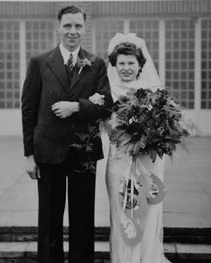 Christiana is pictured with husband Philip on their wedding day in 1944