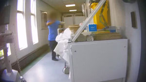 The makeshift ward set up on the X-ray corridor at the Emergency Department of the Royal Shrewsbury Hospital. Picture: Dispatches/Channel 4/PA Wire