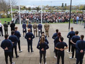Supporting image for story: 1,000 students and staff fall silent at Telford College remembrance service