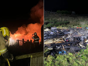 Supporting image for story: Photos show charred remains of caravan destroyed in fire near Welsh border