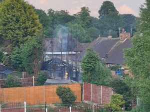 Supporting image for story: Fire burns through garden sheds and trees in Shifnal