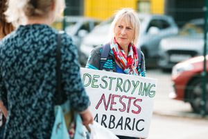 Protestors outside the Shrewsbury ambulance depot on Tuesday