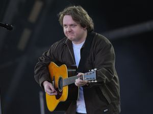 Lewis Capaldi performing on the Pyramid Stage