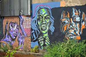 Rita Ora is among the faces painted on this Wolverhampton wall.