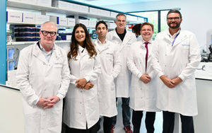 (L-R) Richard Parker, Mayor of the West Midlands, Preet Kaur Gill, MP for Birmingham Edgbaston, Jeff Bousfield, CEO Nonacus, Peter Kyle, Secretary of State for Science, Innovation and Technology, John Cotton, Council Leader and Lee Silcock, Co- Found