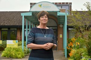 Severn Hospice CEO Heather Tudor outside the Perry Ward.
