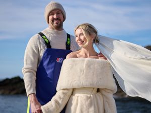 BrewDog founder James Watt and reality TV personality Georgia Toffolo aboard his father’s lobster fishing boat at Gardenstown, Aberdeenshire, before their wedding ceremony