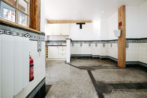 The former fire station's interior