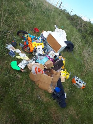 The rubbish dumped at Granville Country Park. Photo: @TelfordCops