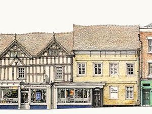 Supporting image for story: 'A fascinating jewel in the town' - Shrewsbury streetscape artist shares history of latest work