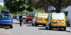 Police in Hampton Street, Cannock, at the scene of the stabbing. Photo: Tim Thursfield