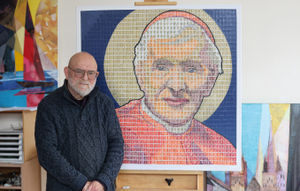 Pete Mason from Hednesford has made a portrait of Cardinal Newman out of stamps