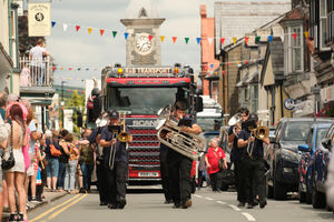Newtown Silver Band led the carnival parade through the town. They were also joined by the Marching Band of St Gregory’s Band from Wolverhampton. Image by Andy Compton