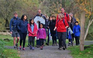 Rosie Wilson from Lifeworlds Learning leads one of the groups out at the celebration of the new academy trust.