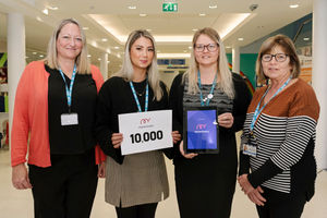 Staff at The Robert Jones and Agnes Hunt Orthopaedic Hospital celebrate 10,000 registered users of the myrecovery app.