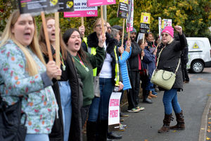 Members of the University and College Union joined the picket line to offer their support