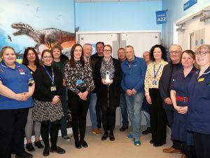 Goodyear's presentation of accuvein device

From left to right -Rebecca Preston, Kate Jenks, Katy Ball, Sharon Devaney, Amie Rogers, Wayne Devaney, Roy Dudley, Zoe Davies, Barrie Malia, Mark Jenkins, Paul Baugh, Zoe Lees, Cyril Barrett, Sarah Lewis, Abbie Wood