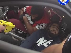 The moment Mubashar Hussain and Ahsan Ghafoor were stopped in the stolen Range Rover