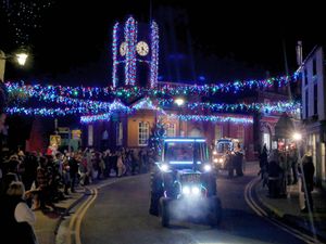 Supporting image for story: Kington’s first illuminated and decorated  tractor run was a huge hit.