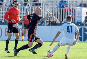 Richard Chaplow wearing the armband for Orange County Soccer Club.