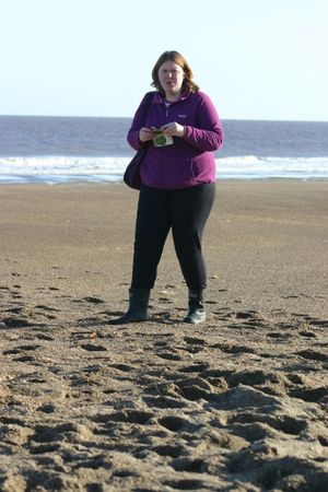 Gail in Anglesey in 2019, before shedding the pounds  