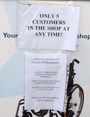 Only five customers a time at the pharmacy.