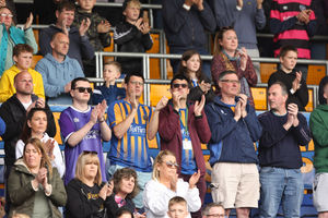 Shrewsbury Town fans applaud for Nathan Fleetwood during the match against Doncaster. Photo: AMA