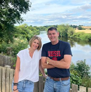 Dylan and Tash just after his diagnosis while he could still stand