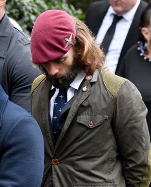 The military funeral of Northern Ireland veteran Luke Smith, at St Michael's and All Angels Church, Penkridge.