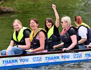 The Mid Counties Co-op team celebrate on the water