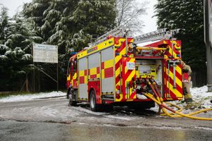 A fire engine outside the site at AB Waste Management