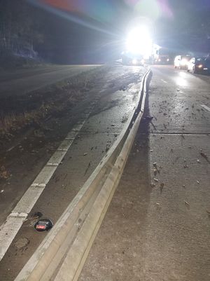 Considerable damage was caused to the central reservation barrier with some 60 posts needing repair, stretching along 150-200m of carriageway. Photo: National Highways