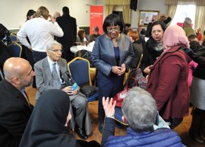Diane meeting people during the event