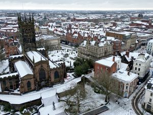 Supporting image for story: Watch: Stunning drone footage over Wolverhampton shows city centre in the aftermath of Storm Goretti