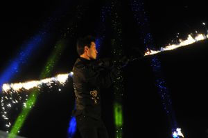 A fire act on stage at Walsall Bonfire