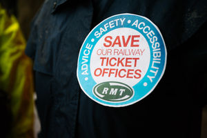 People protested the proposed closure of ticket offices in Telford on Saturday.