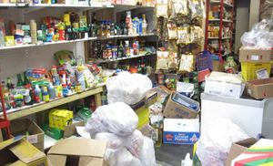 The cluttered storage space