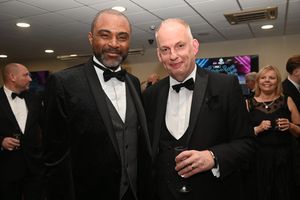 BUSINESS COPYRIGHT NATIONAL WORLD TIM STURGESS 13/11/24.  Ladder for the Black Country  Apprentice Awards 2024 .The Richardson Suite at West Bromwich Football Club. Pictured, Kevin Davis and Jonathan Foot.