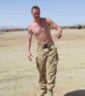 'Sapper' Clive Smith in Afghanistan in 2008 who lost his legs in an explosion whilst on duty.