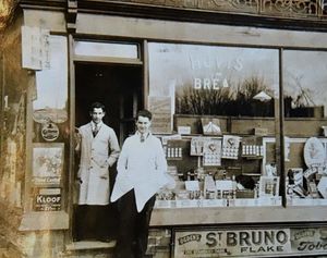 David’s father pictured left, outside the William Webb salon in Wednesfield 